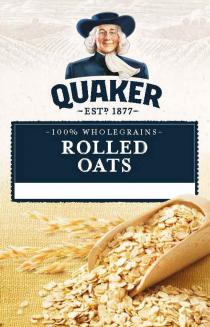 QUAKER ESTD 1877 100% WHOLEGRAINS ROLLED OATS