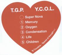 T.G.P Y.C.O.L Super Nova 1 Mercury 2 Oxygen 3 Condensation 4 Life 5 Children B Cousins - Speed of thought = i