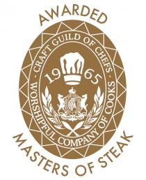 AWARDED MASTERS OF STEAK CRAFT GUILD OF CHEFS WORSHIPFUL COMPANY OF COOKS 1965 THE COOKERY AND FOOD ASSOCIATION CFA DOCENDO DISCIMUS