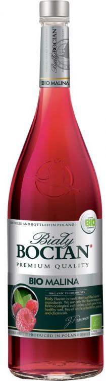 Biały BOCIAN BIO MALINA – DISTILLED AND BOTTLED IN POLAND – PREMIUM QUALITY – ORGANIC INGREDIENTS Biały Bocian is made from certified organic ingredients. We use only the finest components from ecological cultivation which grow in healthy soil, free of ar