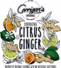 Est 2019 Corrigan's Original Made in England Sparkling Citrus & Ginger Inspired By Natural Flavours With No Artificial Sweeteners