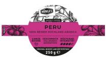 MiNGES PROJECT COFFEE PERU 100% REINER HOCHLAND-ARABICA GANZE BOHNE GESCHMACK VOLLMUNDIG AROMATISCH RÖSTGRAD INTENSITÄT ORIGINAL MINGES-LANGZEITRÖSTUNG