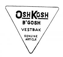 OSHKOSH B'GOSH VESTBAK GENUINE ARTICLE