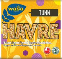 WASA SINCE 1919 TUNN HAVRE Tunt/tynt/tynd havreknäcke. Toppat med havreflingor och havssalt.