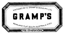 VINTAGED BY G. GRAMP & SONS PTY LTD GRAMP'S ROWLAND FLAT SOUTH AUSTRALIA 5352