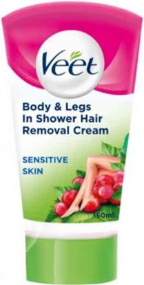 Veet Body & Legs In Shower Hair Removal Cream SENSITIVE SKIN 150ml