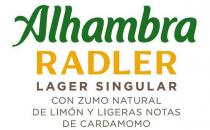 Alhambra RADLER LAGER SINGULAR CON ZUMO NATURAL DE LIMÓN Y LIGERAS NOTAS DE CARDAMOMO