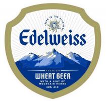 EDELWEISS BORN IN THE ALPS 1646 PREMIUM WHEAT BEER WITH A HINT OF MOUNTAIN HERBS 4.9 % ALC