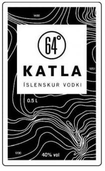 64º KATLA ISLENSKUR VODKI 0.5L 40% VOL 1400 1051 1230