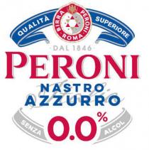 QUALITÀ SUPERIORE BIRRA PERONI ROMA DAL 1846 PERONI NASTRO AZZURRO 0.0% SENZA ALCOL