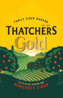 FAMILY CIDER MAKERS EST. 1504 THATCHERS GOLD REFRESHING MEDIUM DRY SOMERSET CIDER