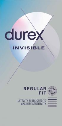 DUREX INVISIBLE REGULAR FIT ULTRA THIN DESIGNED TO MAXIMISE SENSITIVITY