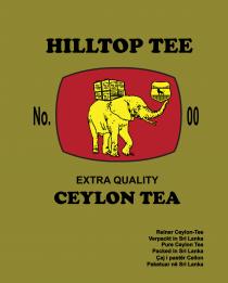 HILLTOP TEE No.00 EXTRA QUALITY CEYLON TEA Reiner Ceylon-Tee Verpackt in Sri Lanka Pure Ceylon Tea Packed in Sri Lanka Çaj i pastër Cellon Paketuar në Sri Lanka