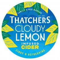 FAMILY CIDER MAKERS EST 1904 THATCHERS CLOUDY LEMON INFUSED CIDER ZINGY & REFRESHING