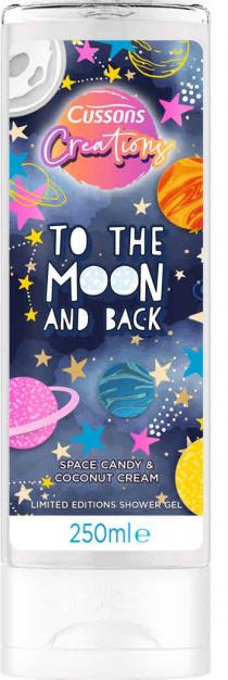 CUSSONS CREATIONS TO THE MOON AND BACK SPACE CANDY & COCONUT CREAM LIMITED EDITIONS SHOWER GEL 250ml