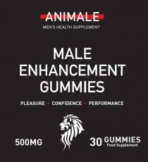 ANIMALE MEN'S HEALTH SUPPLEMENT MALE ENHANCEMENT GUMMIES PLEASURE CONFIDENCE · PERFORMANCE 500MG 30 GUMMIES FOOD SUPPLEMENT