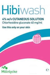 HIBIWASH 4% W/V CUTANEOUS SOLUTION CHLORHEXIDINE GLUCONATE 40 MG/ML USE THIS ONLY ON YOUR SKIN Mölnlycke