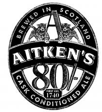 BREWED IN SCOTLAND AITKEN'S 80/- CASK CONDITIONED ALE