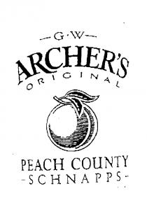 G.W ARCHERS ORIGINAL PEACH COUNTY -SCHNAPPS-