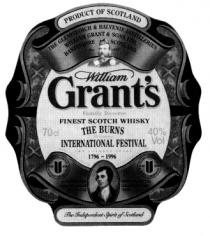 William Grant's FINEST SCOTCH WHISKY THE BURNS INTERNATIONAL FESTIVAL 1796-1996