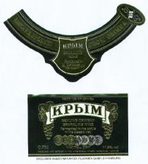 ORIGINAL PRODUCT FROM CRIMEA KPbIM SPARKLING WINE Fermented in the bottle in the classic way PRODUCE OF CRIMEA KPbIM GENUINE CRIMEAN SPARKLING WINE Fermented in the bottle in the classic way 0,75l WHITE-DRY 11,5% vol PRODUCED AND BOTTLED IN THE ARTEMOVSKI