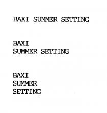 BAXI SUMMER SETTING