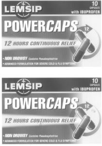 LEMSIP POWERCAPS with IBUPROFEN POWERCAPS 12 HOURS CONTINUOUS RELIEF NON DROWSY Contains Pseudoephedrine ADVANCED FORMULATION FOR SEVERE COLD & FLU SYMPTOMS