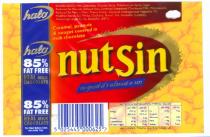 nutSin so good it's almost a sin halo 85% FAT FREE REAL MILK CHOCOLATE Caramel, peanuts and nougat covered in milk chocolate