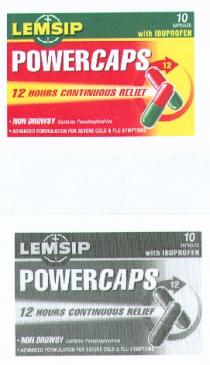 LEMSIP POWERCAPS with IBUPROFEN POWERCAPS 12 HOURS CONTINUOUS RELIEF NON DROWSY Contains Pseudoephedrine ADVANCED FORMULATION FOR SEVERE COLD & FLU SYMPTOMS