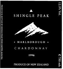 SHINGLE PEAK *MARLBOROUGH* CHARDONNAY 1996