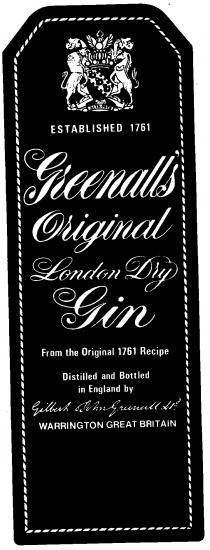 ESTABLISHED 1761 Greenall's Original London Dry Gin