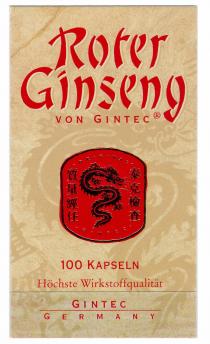 Roter Ginseng VON GINTEC ORIGINAL GINTEC 100 KAPSELN Höchste Wirkstoffqualität GINTEC GERMANY