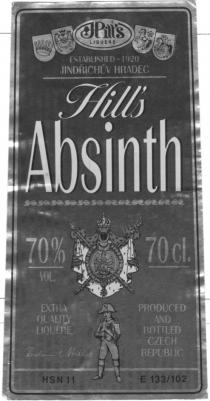 Hill's LIQUERE ESTABLISHED - 1920 JINDRICHUV HRADEC Hill's Absinth EXTRA QUALITY LIQUERE PRODUCED AND BOTTLED CZECH REPUBLIC