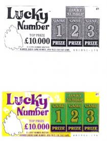 Lucky Number TOP PRIZE £10,000 LUCKY NUMBER GAME 1 PRIZE GAME 2 PRIZE GAME 3 PRIZE IF LUCKY NUMBER MATCHES NUMBER UNDER GAME NUMBER, WIN PRIZE FOR THAT GAME.