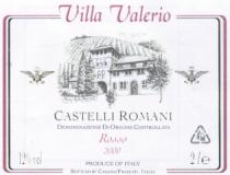 Villa Valerio CASTELLI ROMANI DENOMINAZIONE DI ORIGINE CONTROLLATA Rosso 2000 12% vol 2 le PRODUCE OF ITALY BOTTLED BY CASAMA/FRASCATI - ITALIA