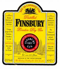 FINSBURY Distilled London Dry Gin EST. IN LONDON 1740 Est.over 250 Years DISTILLED IN THE UNITED KINGDOM