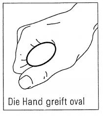 Die Hand greift oval