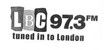 LBC 97.3FM tuned in to London