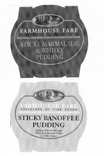 FARMHOUSE FARE PURVEYORS OF FINE FOODS TRADITIONAL HAND MADE PUDDINGS FROM RURAL LANCASHIRE STICKY MARMALADE & WHISKY PUDDING