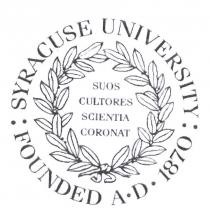 SYRACUSE UNIVERSITY FOUNDED A D 1870 SUOS CULTORES SCIENTIA CORONAT