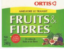 ORTIS FRUITS&FIBRES AMELIORE LE TRANSIT 24 cubes de fruits et de fibres ACTION NATURELLE ET DOUCE Poids net: 240 g