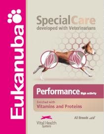 Eukanuba SpecialCare developed with Veterinarians Performance High activity Enriched with Vitamins and Proteins All Breeds Vital Health System All Breeds