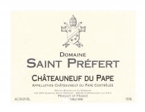 DOMAINE SAINT PRÉFERT CHÂTEAUNEUF DU PAPE APPELLATION CHÂTEAUNEUF DU PAPE CONTRÔLÉE MIS EN BOUTEILLE AU DOMAINE PAR GFA DOMAINE SAINT PRÉFERT - 84230 CHÂTEAUNEUF DU PAPE PRODUCT OF FRANCE TABLE WINE ALC. 13% BY VOL. 750 ML