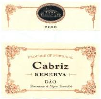 2003 PRODUCE OF PORTUGAL Cabriz RESERVA DÃO