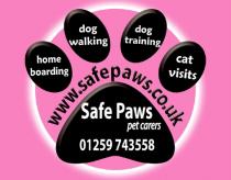 home boarding, dog walking, dog training, cat visits, Safe Paws pet carers, www.safepaws.co.uk, 01259 743558