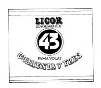 LICOR LIQVOR MIRABILIS 43 FAMA VOLAT CUARENTA Y TRES