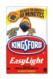 KINGSFORD EasyLight READY-TO-LIGHT BARBECUE CHARCOAL BRIQUETTES NO LIGHTER FUEL NEEDED