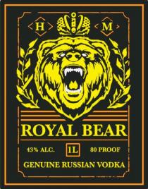 H M ROYAL BEAR 43% ALC. 1L 80 PROOF GENUINE RUSSIAN VODKA