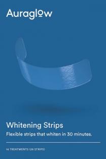 AURAGLOW WHITENING STRIPS FLEXIBLE STRIPS THAT WHITEN IN 30 MINUTES. 14 TREATMENTS (28 STRIPS)