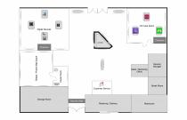 DIGITAL DEVICES CHECKOUT CASHIERS VR CUBE ROOM CHECKOUT DESIGN / PROJECT MGT SPACE COPIER ROOM STORAGE ROOM SECURITY GATE CUSTOMER SERVICE RECEIVING / DELIVERY SALES / MARKETING OFFICE GENERAL MANAGER BREAK ROOM RESTROOMS